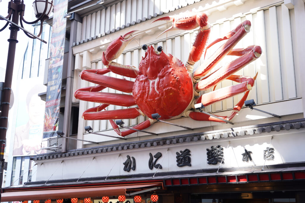 three dimensional crab signboard at Dotonbori
